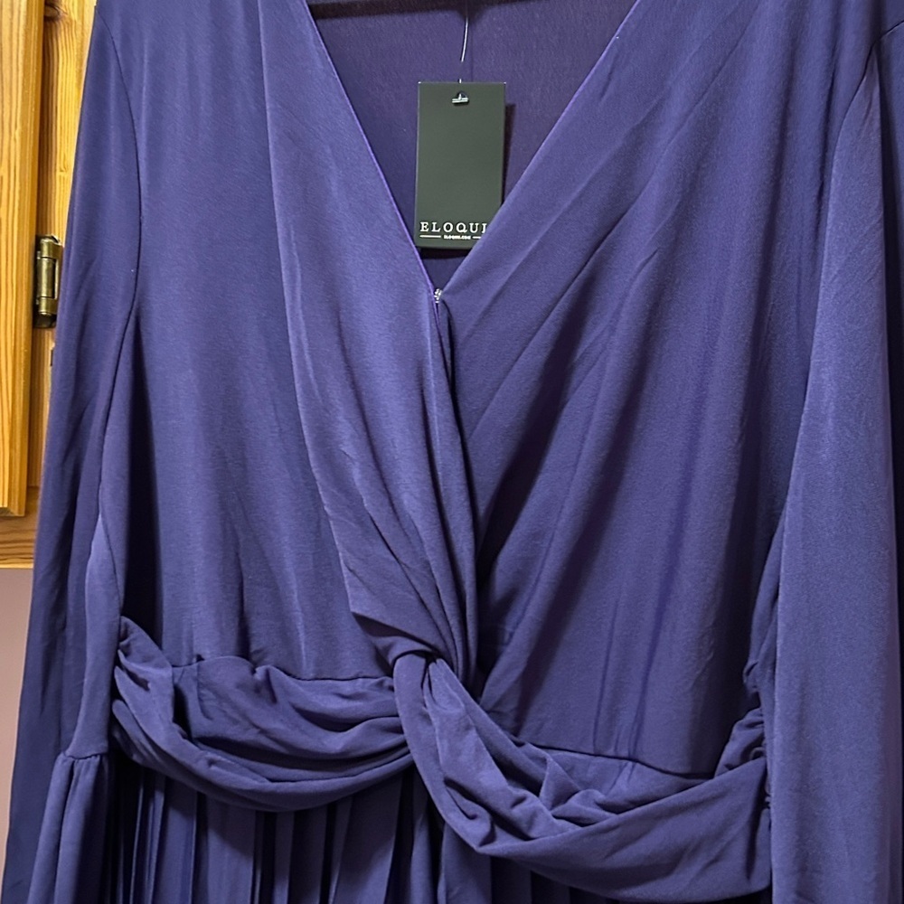 Eloquii Purple Long Sleeve Empire Waist Maxi Dress Size 20 elegant date NWT - Picture 11 of 13